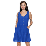 Papa Fashions Sleeveless Button-Front Tiered Dress