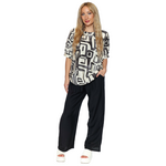 Papa Fashions Printed Button-Front Shirt & Wide-Leg Pant Set