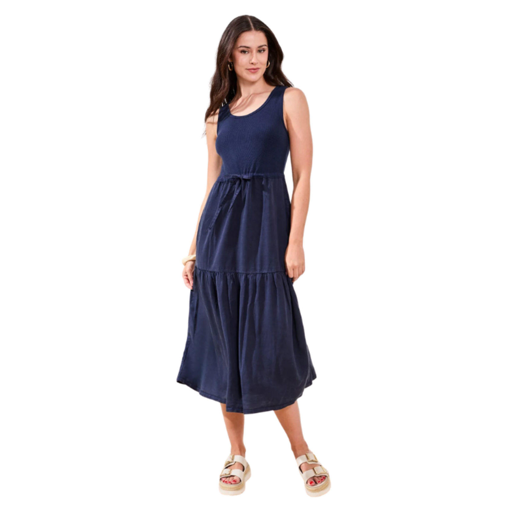 Tribal Tribal - Mixed Media Sleeveless Maxi Dress