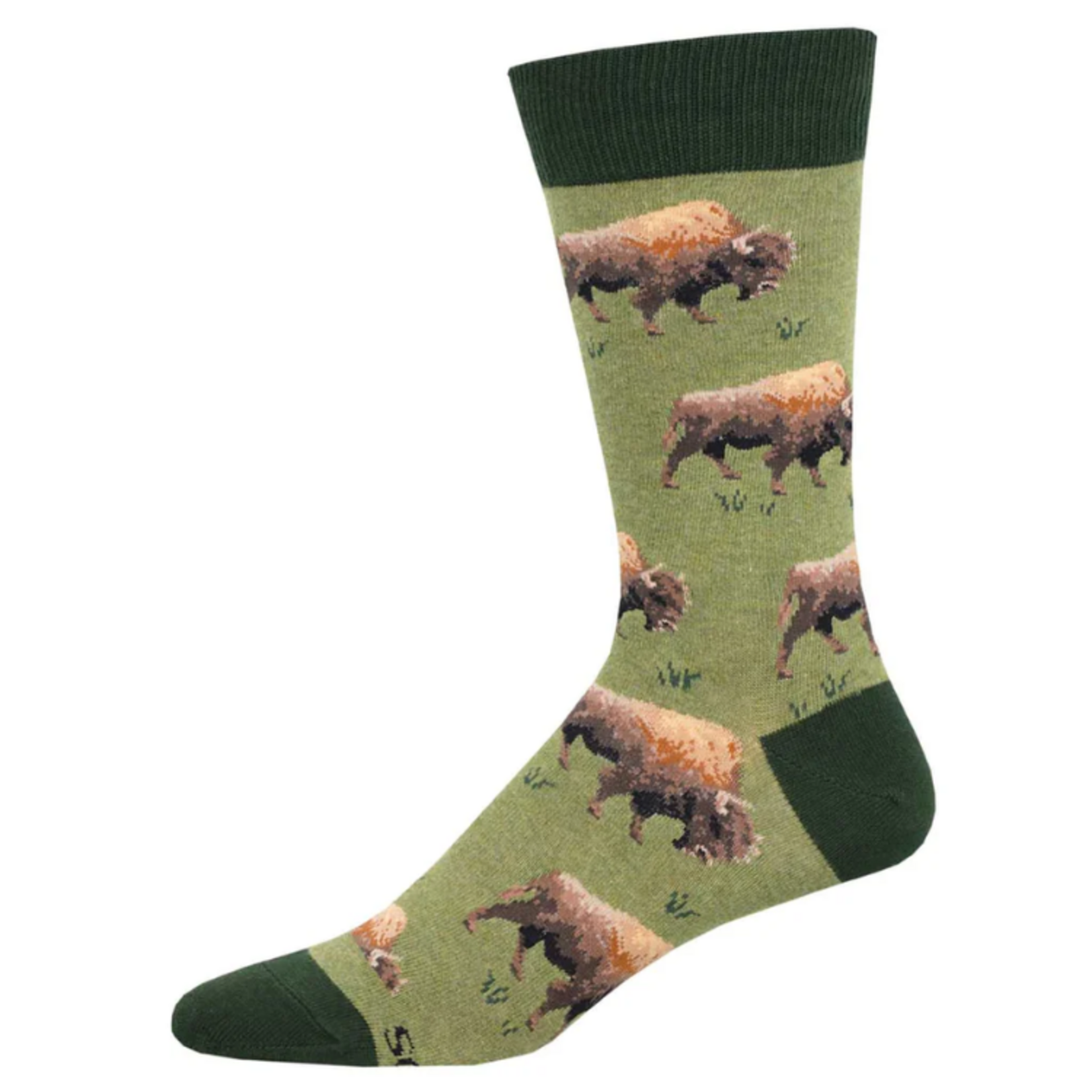 Socksmith Mens Socks - Grazing Bison - Green Heather