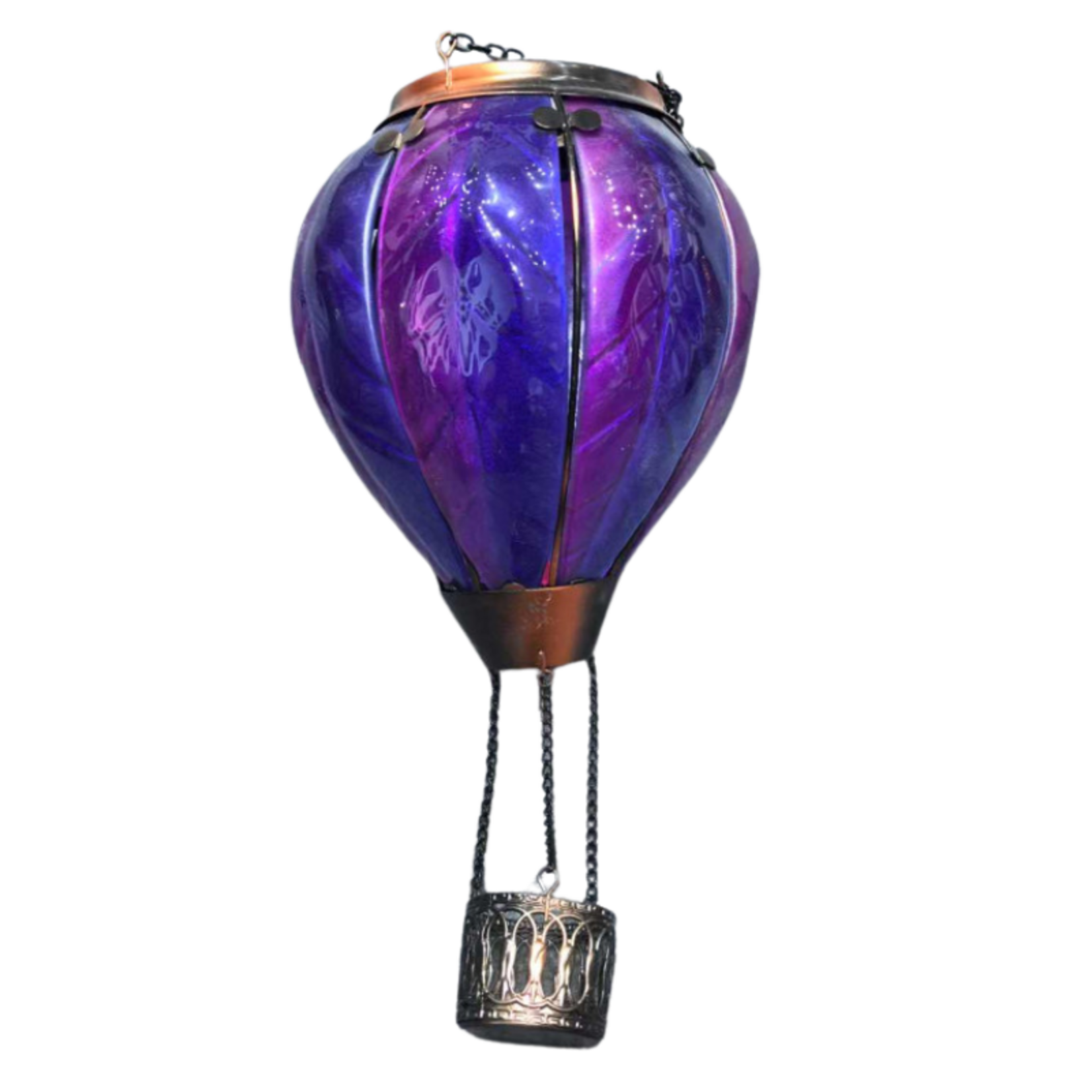 Glass Hot Air Balloon Solar Light - Purple LG