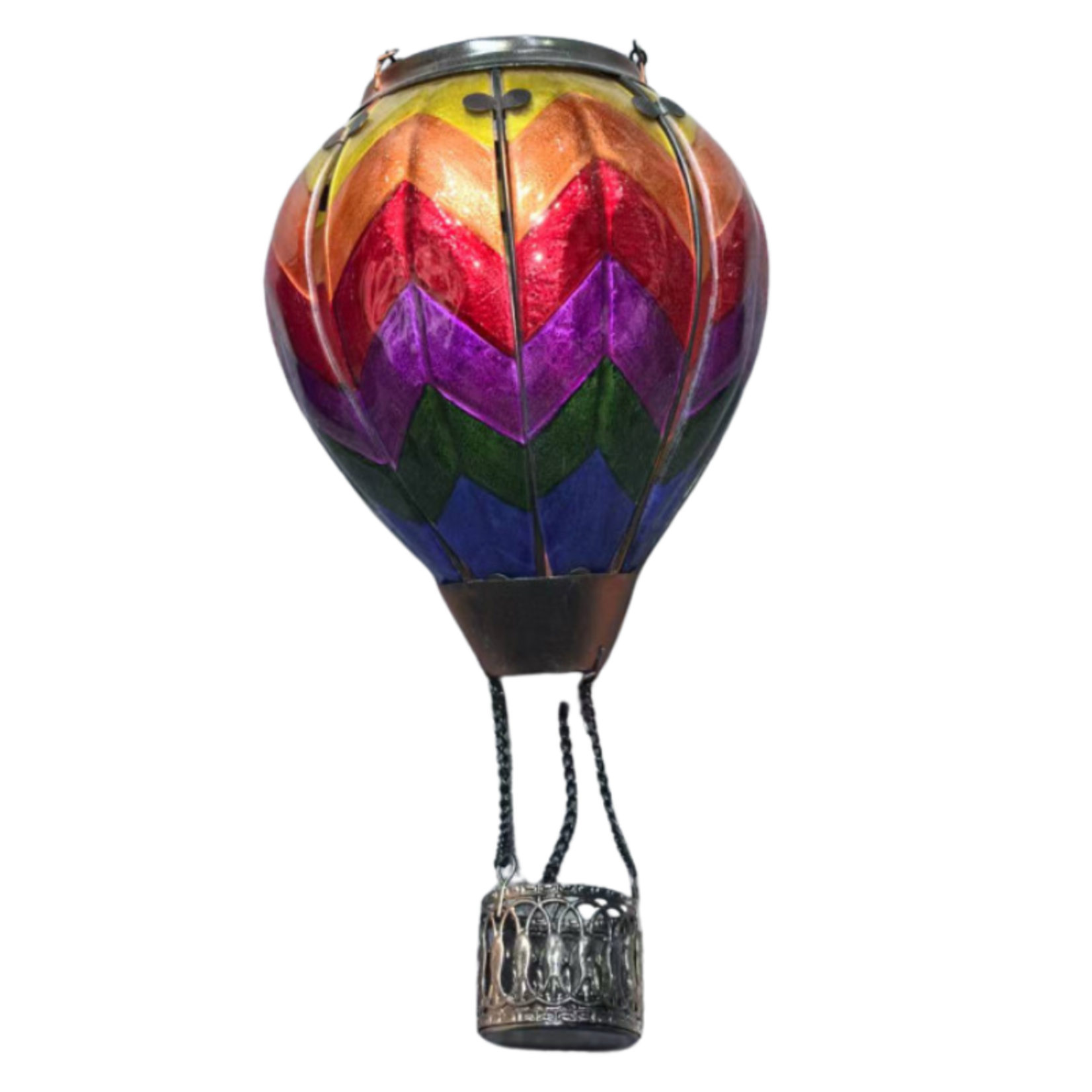 Glass Hot Air Balloon Solar Light - Rainbow LG