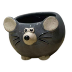 Porcelain Mouse Planter - Dark Grey