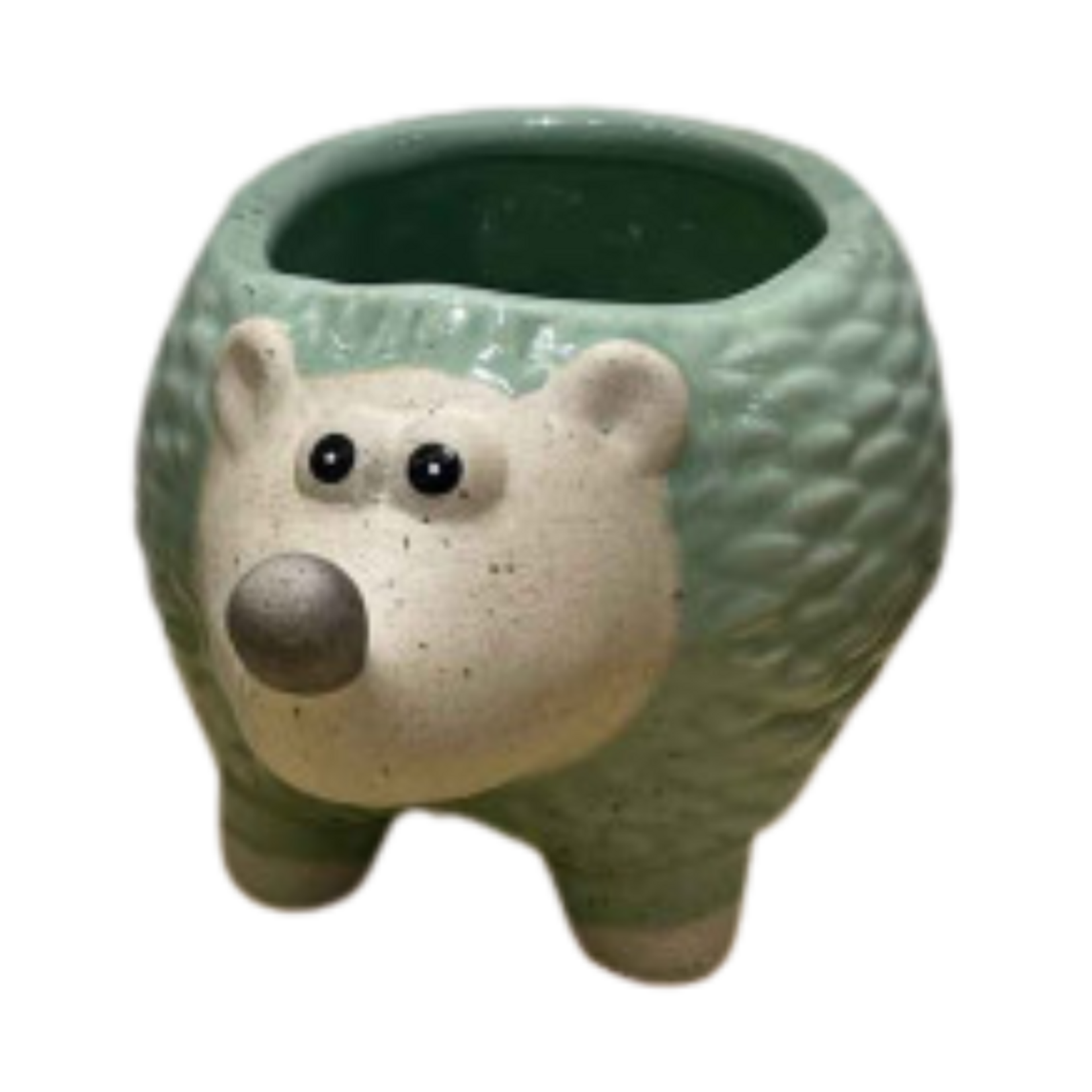 Porcelain Hedgehog Planter - Green