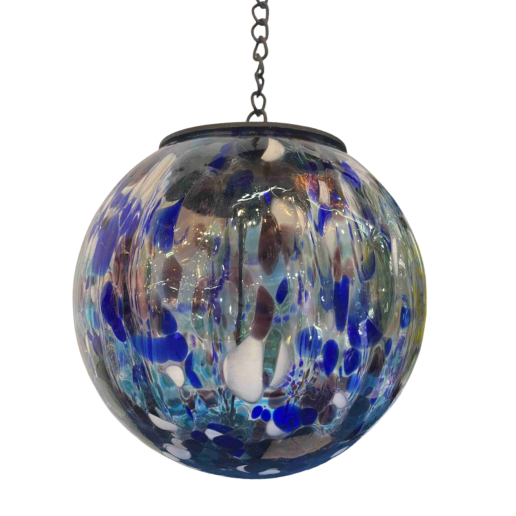 Glass Hanging Orb Solar Light - Blue
