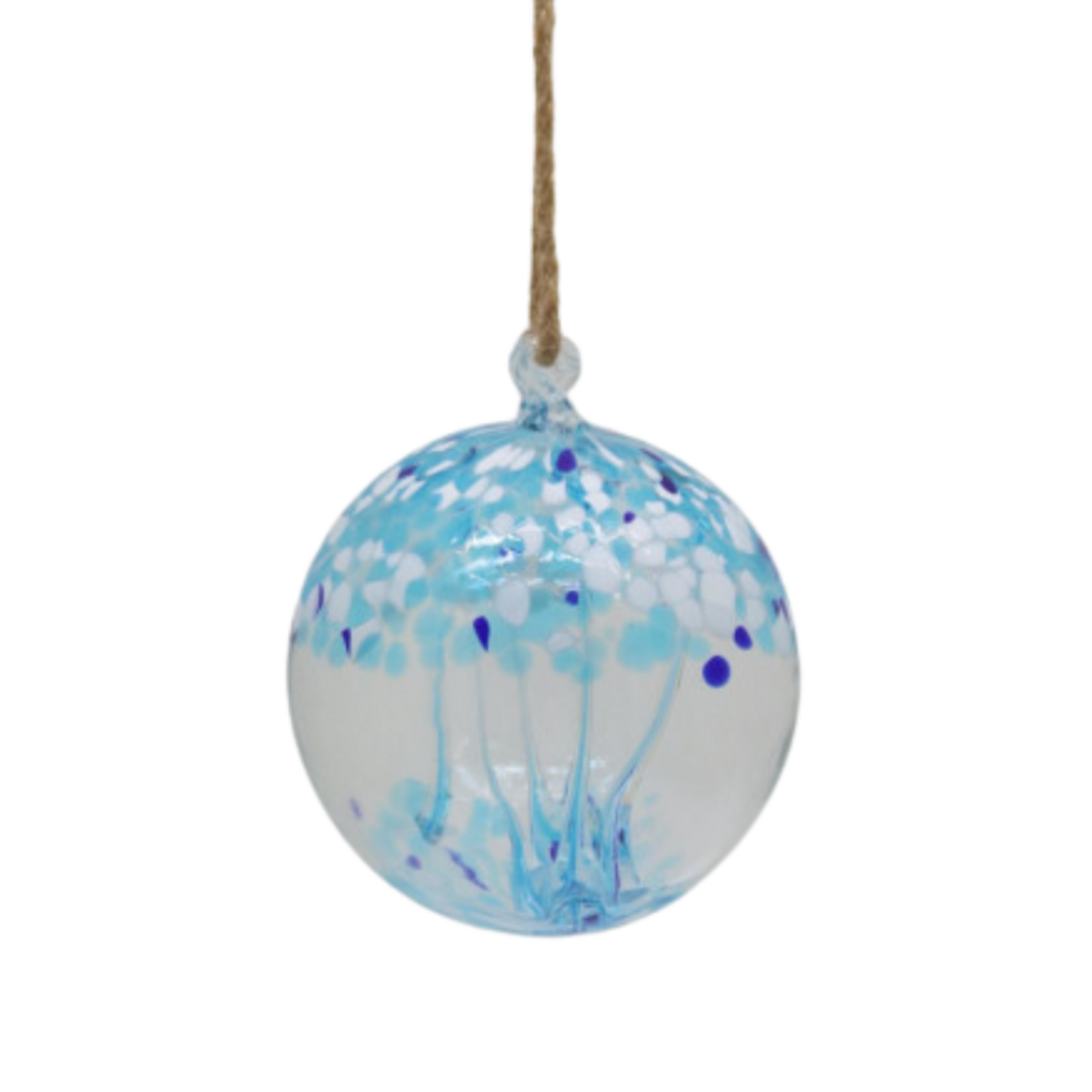 6" Glass Hanging Orb  - Winter Ice