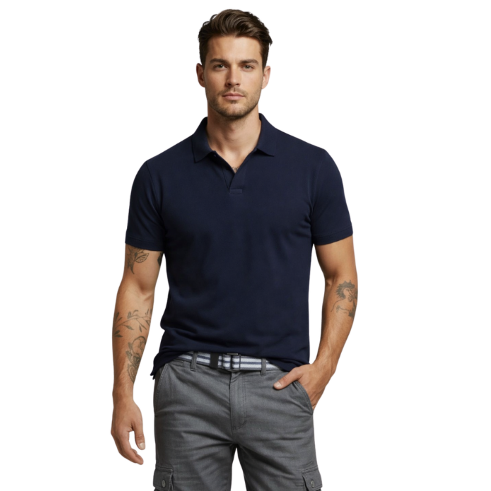 Point Zero Point Zero - Short Sleeve Polo Shirt w/ Johnny Collar
