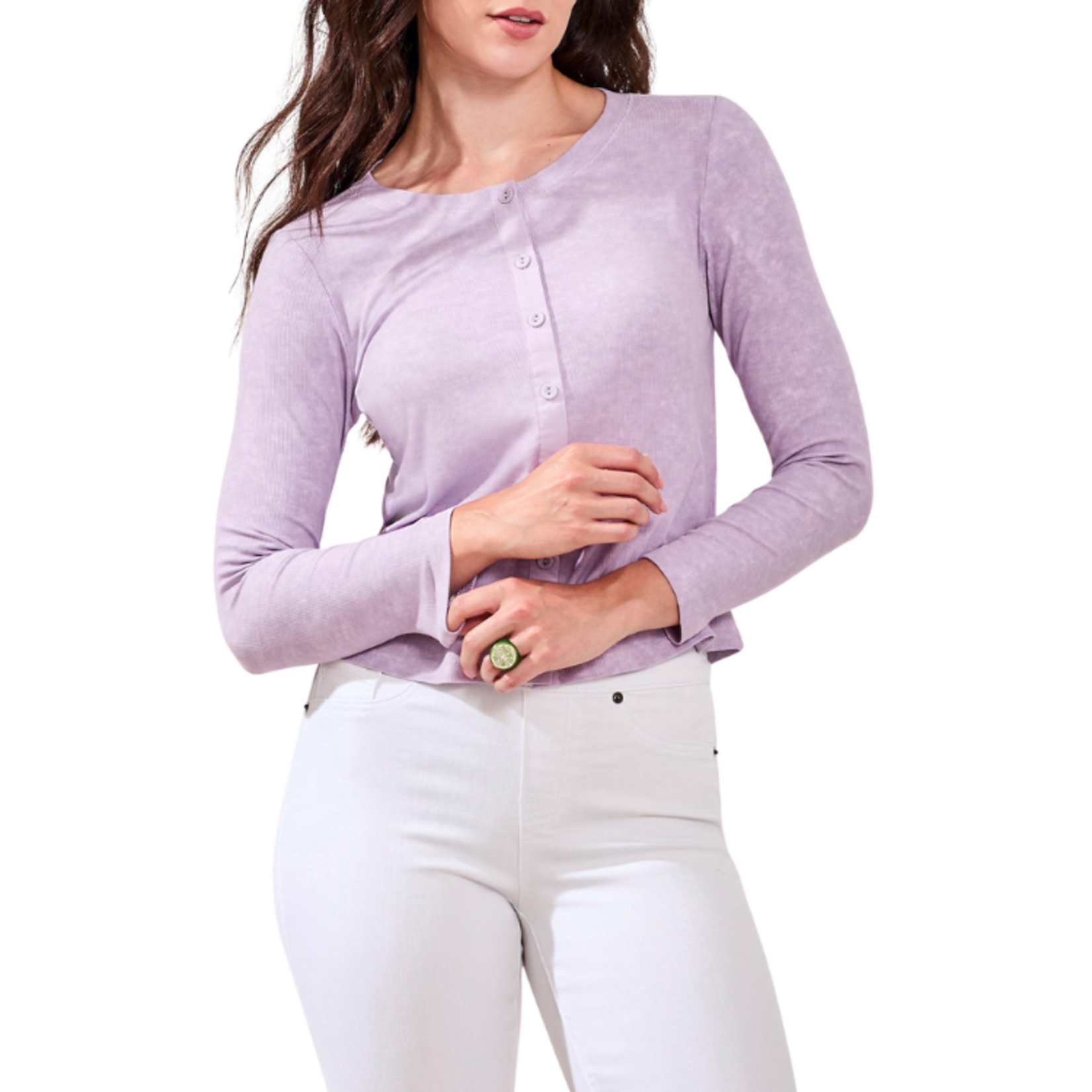 Tribal Tribal - Button Front Knit Cardi w/ Combo Placket