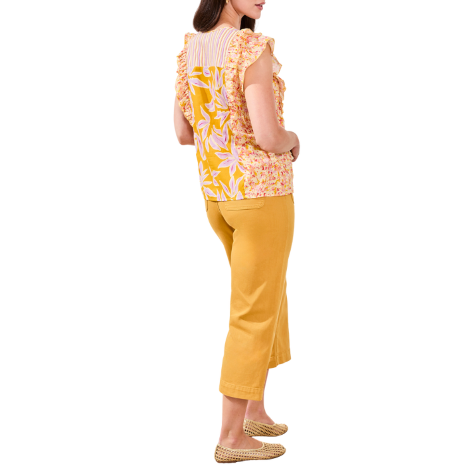 Tribal Tribal - Mixed Print Notch Neck Blouse