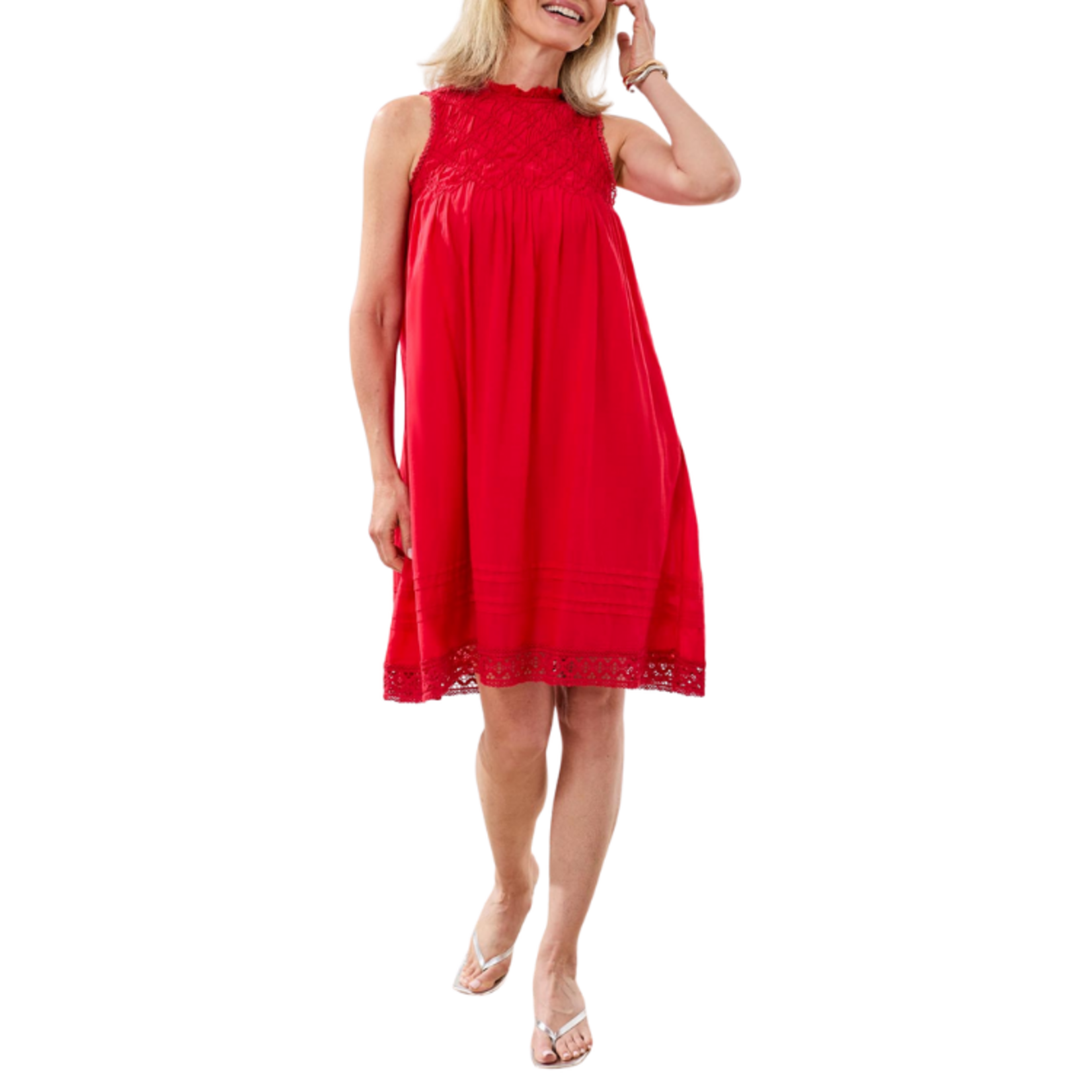 Tribal Tribal - Textured Poplin Crewneck Sleeveless Dress