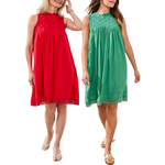 Tribal Textured Poplin Crewneck Sleeveless Dress