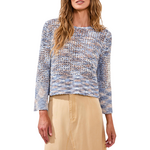 Tribal Bell Sleeve Open Stitch Crew Neck Sweater