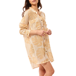 Tribal Long Sleeve Button Front Shirt Dress