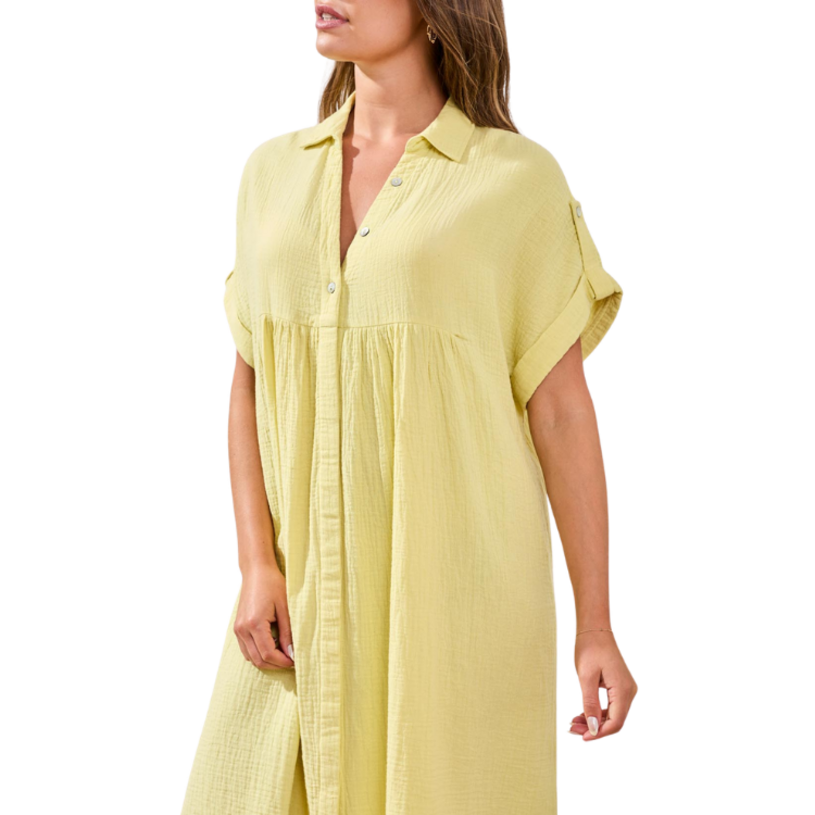 Tribal Tribal - Flowy Shirt Dress w/ Hidden Placket