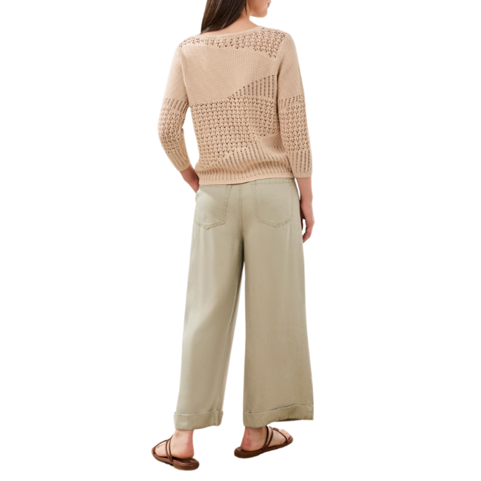 Tribal Tribal - Crew Neck 3/4 Sleeve Textured Sweater