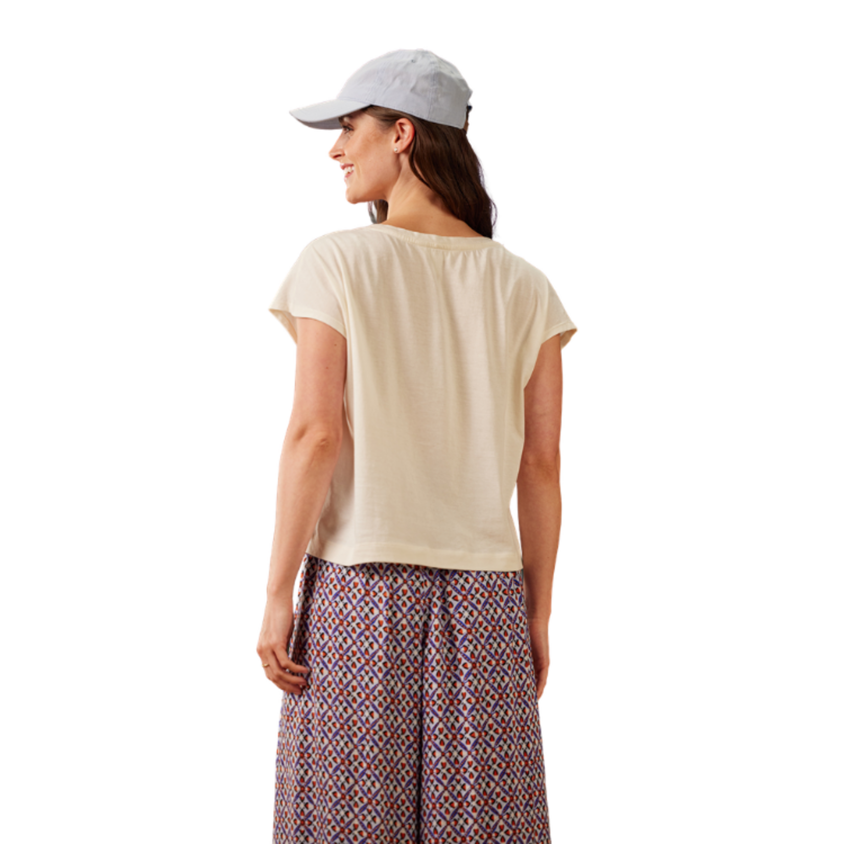 XIX Palms XIX Palms - Short Sleeve Ruched Drawstring Linen Blouse