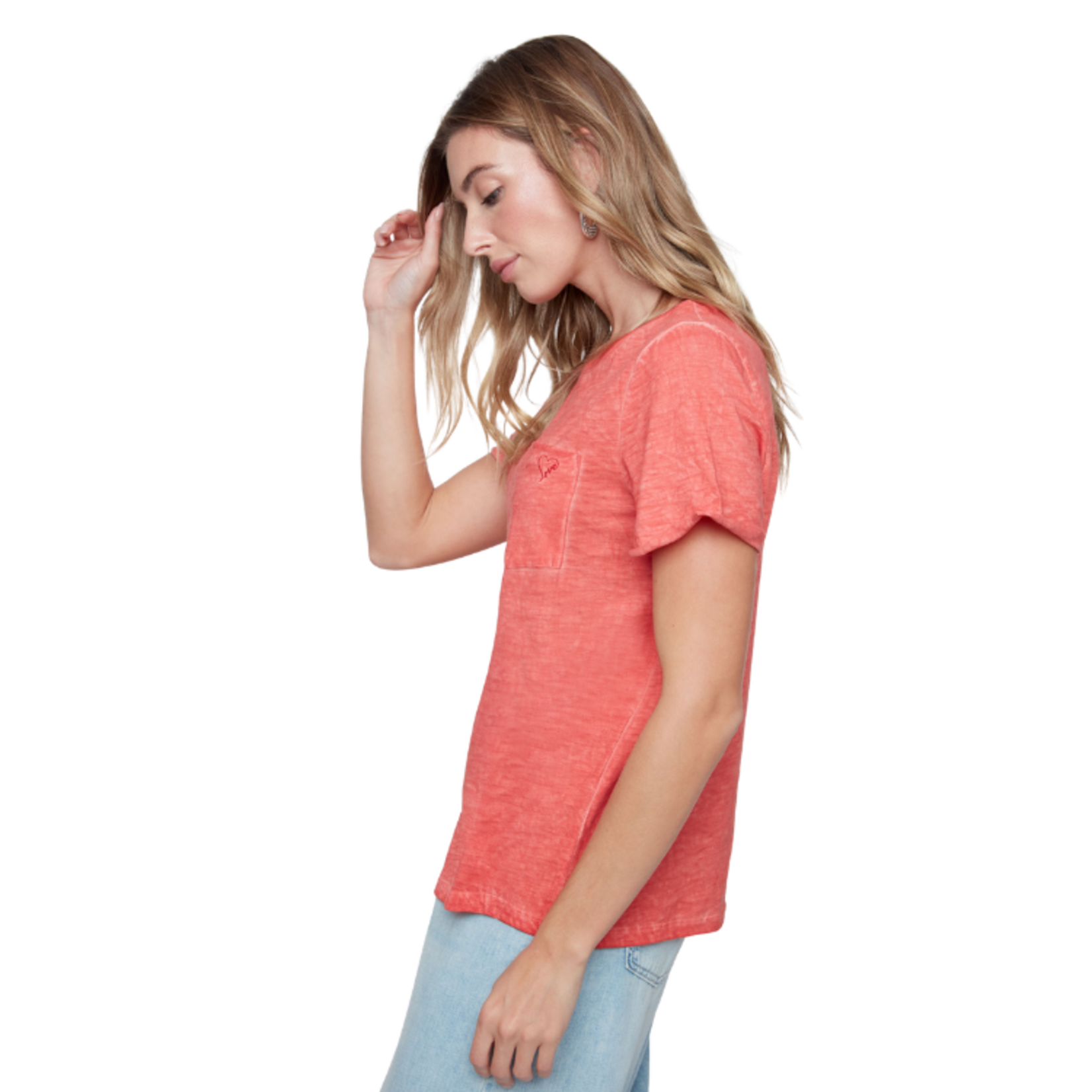Renuar Renuar - Cotton Slub Tee w/ Embroidered Heart