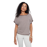 Renuar Cotton Blend Yarn Striped Top w/ Front Pocket