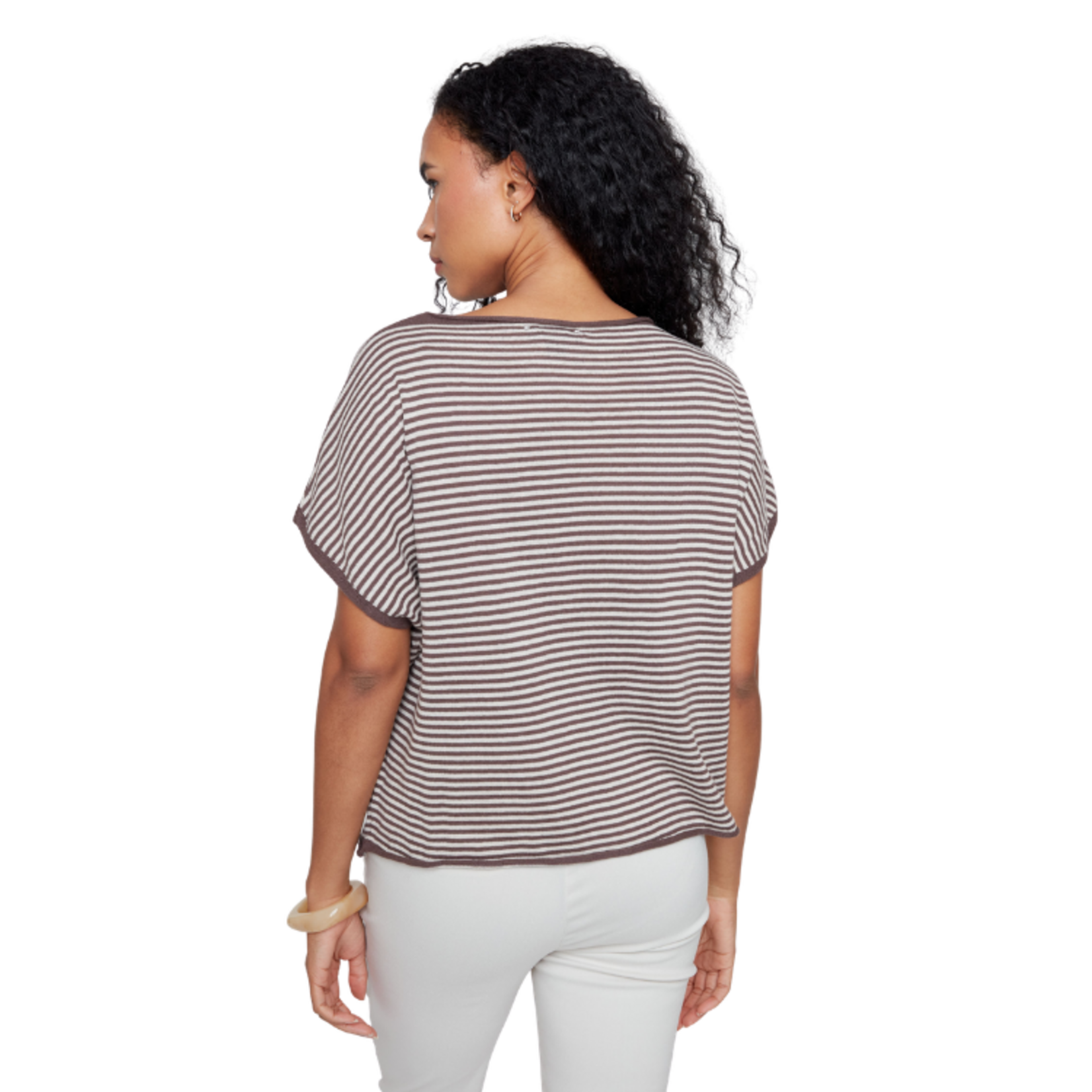 Renuar Renuar - Cotton Blend Yarn Striped Top w/ Front Pocket