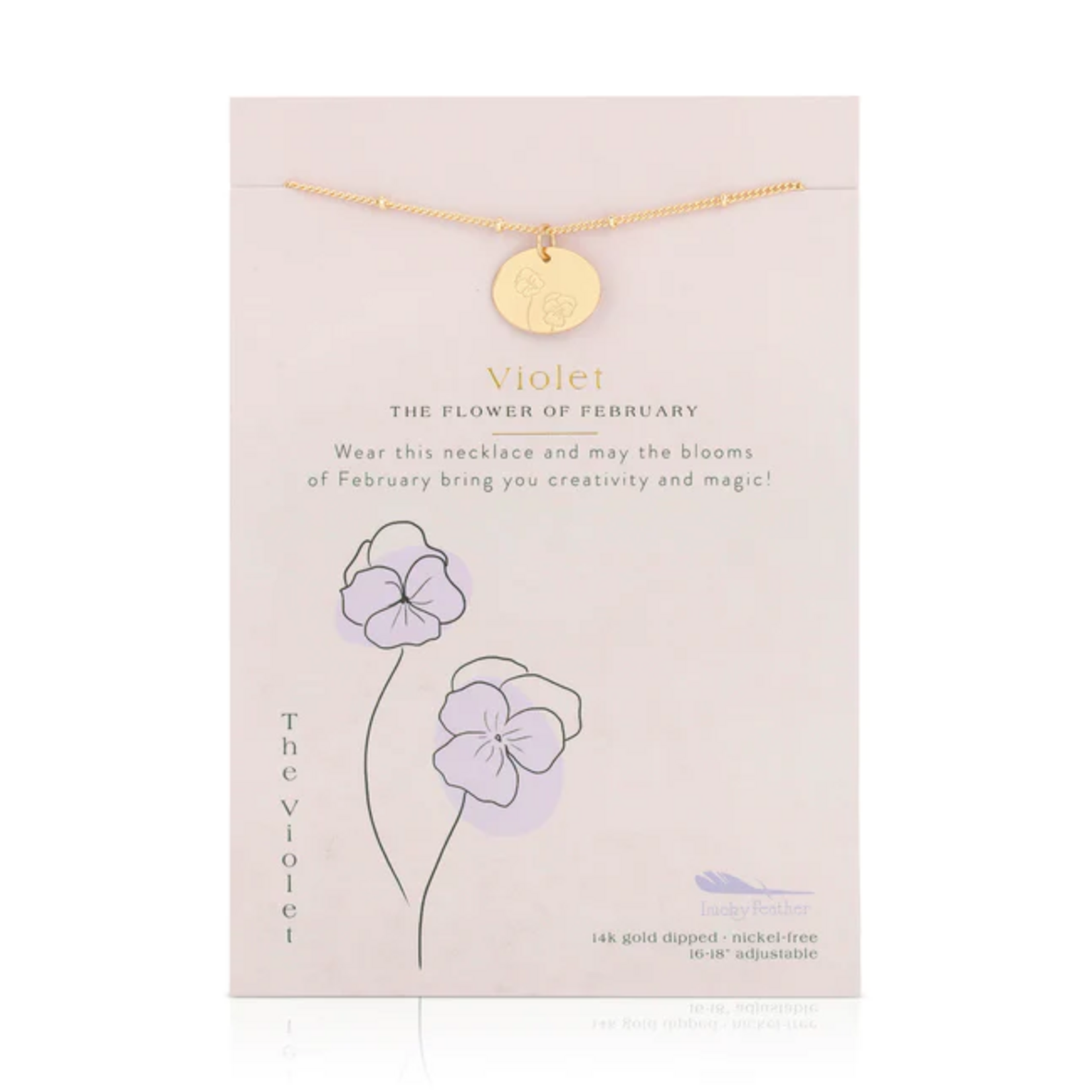 Birth Month Flower Necklace - Violet -  February