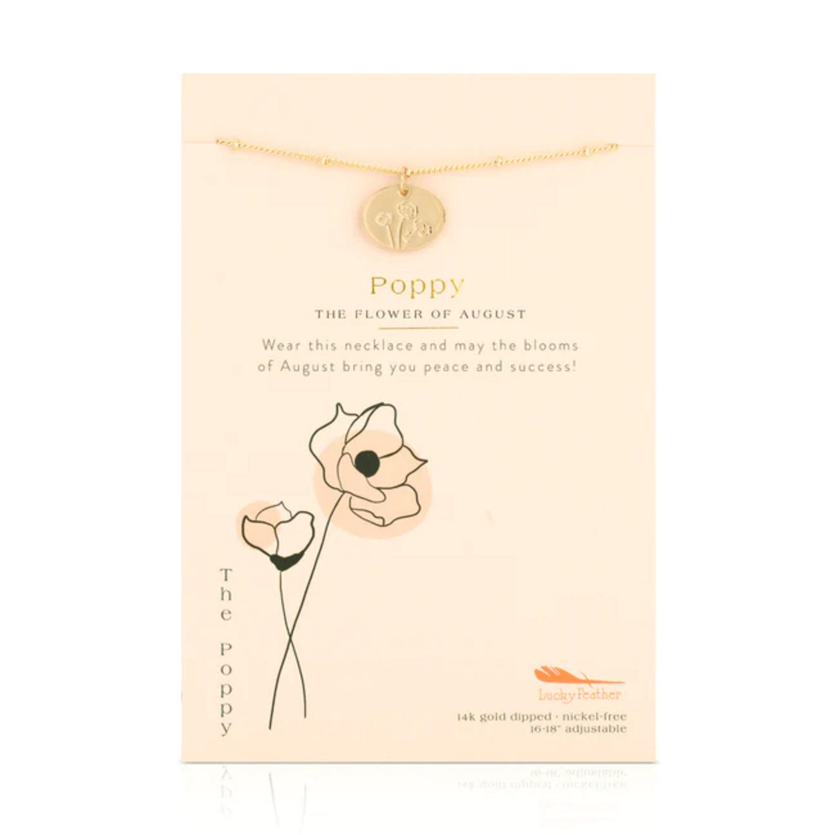 Birth Month Flower Necklace - Poppy - August