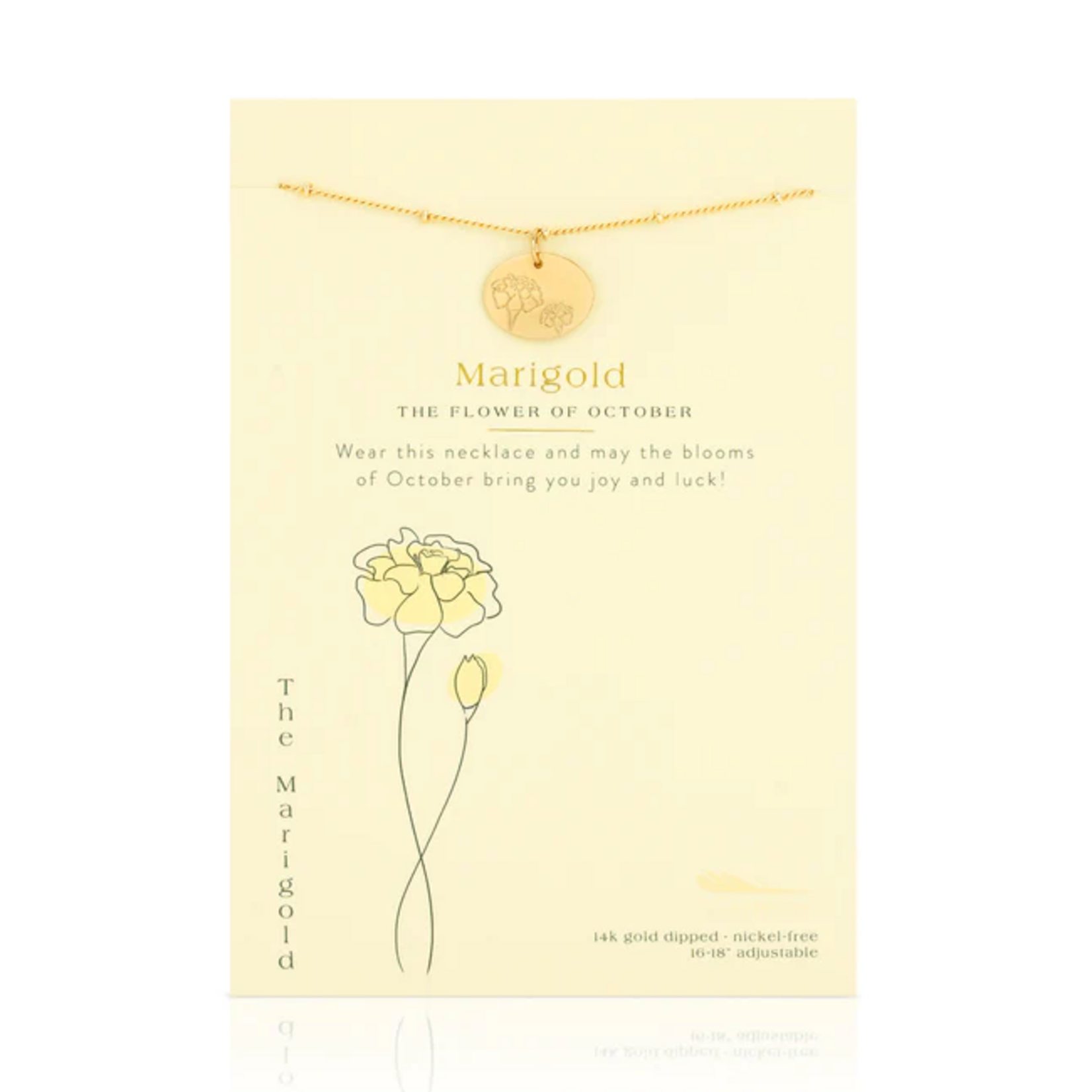 Birth Month Flower Necklace - Marigold - October
