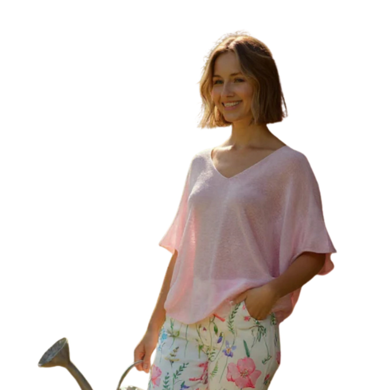 Catherine Lilywhites - Short Sleeve V-Neck Cotton Top