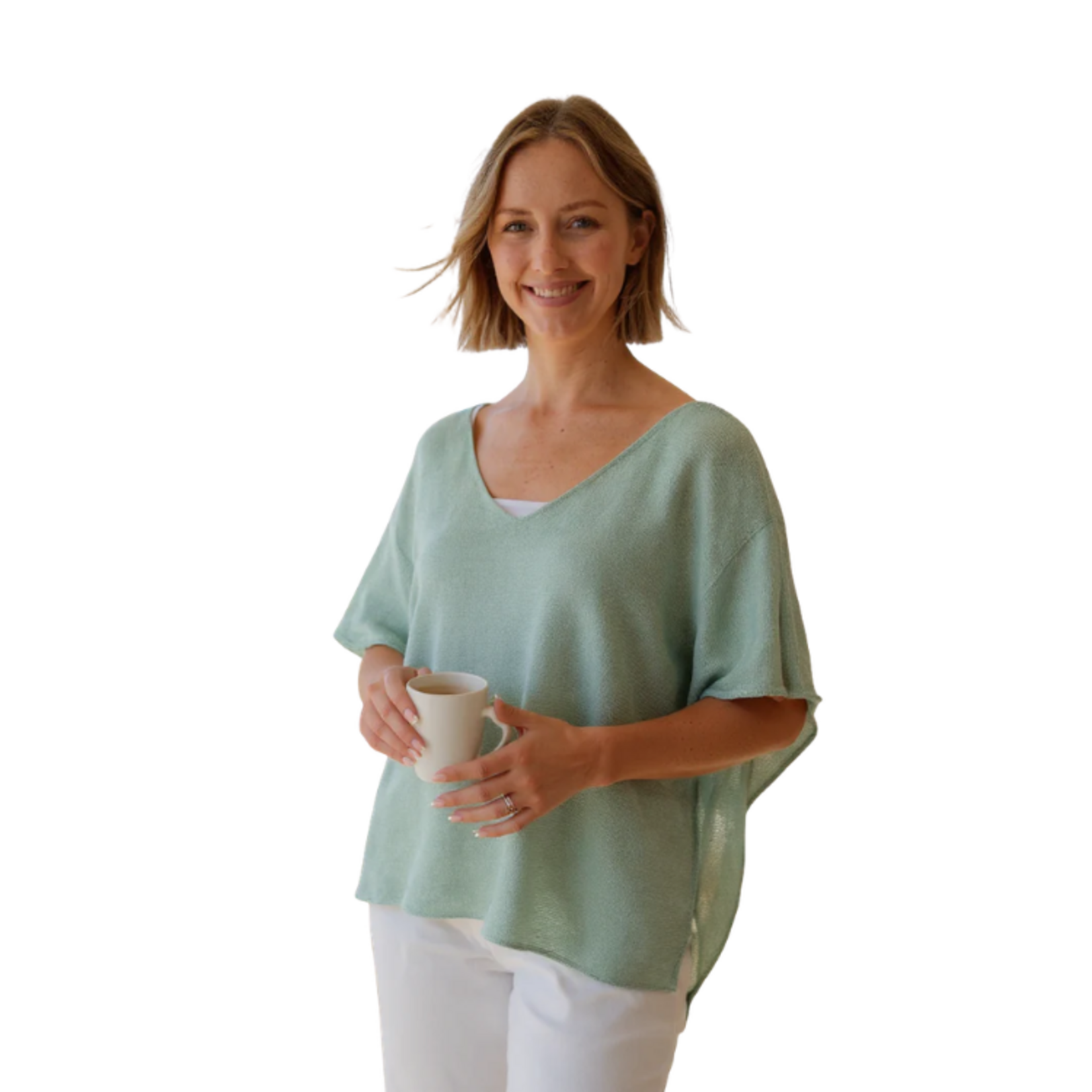 Catherine Lilywhites - Short Sleeve V-Neck Cotton Top