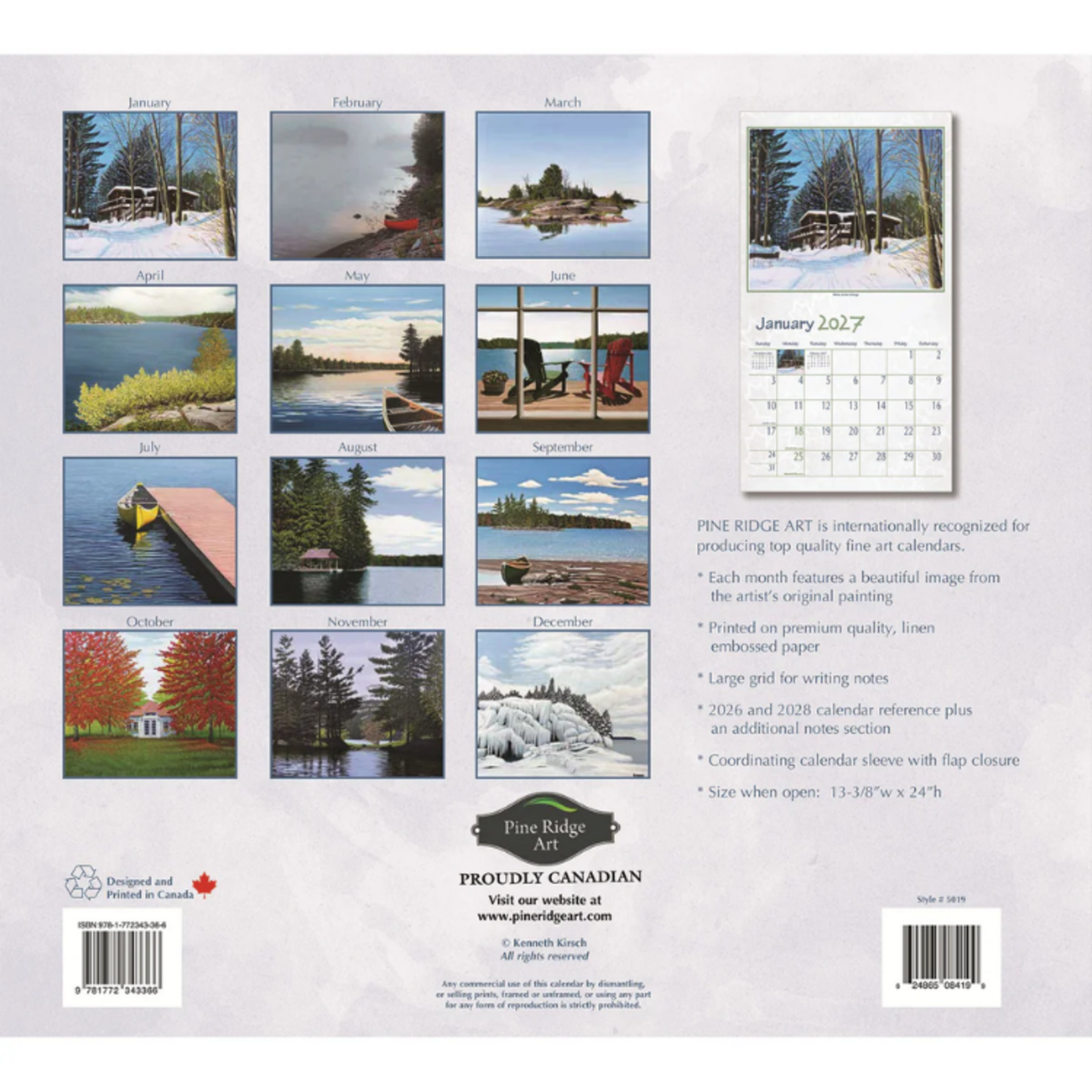 Pine Ridge Art Pine Ridge 2027 Calendar - Northern Getaway
