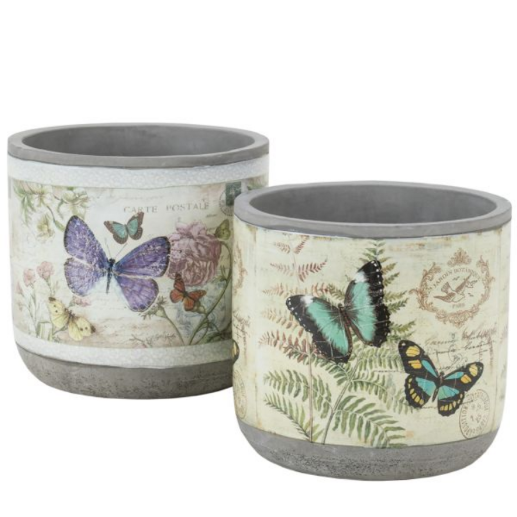 Hill's | Park's 4.5" Round Butterfly Design Cement Pot