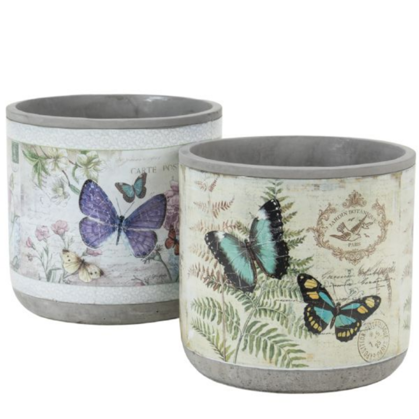 Hill's | Park's 6" Round Butterfly Design Cement Pot
