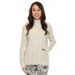 Sorella Frayed Hem Mock Neck Sweater