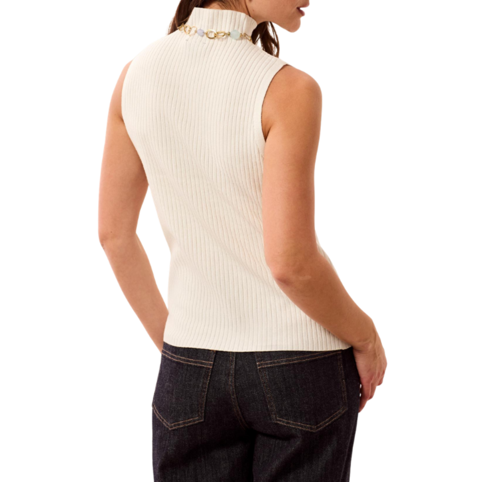 Tribal Tribal - Sleeveless  Funnel Neck Sweater