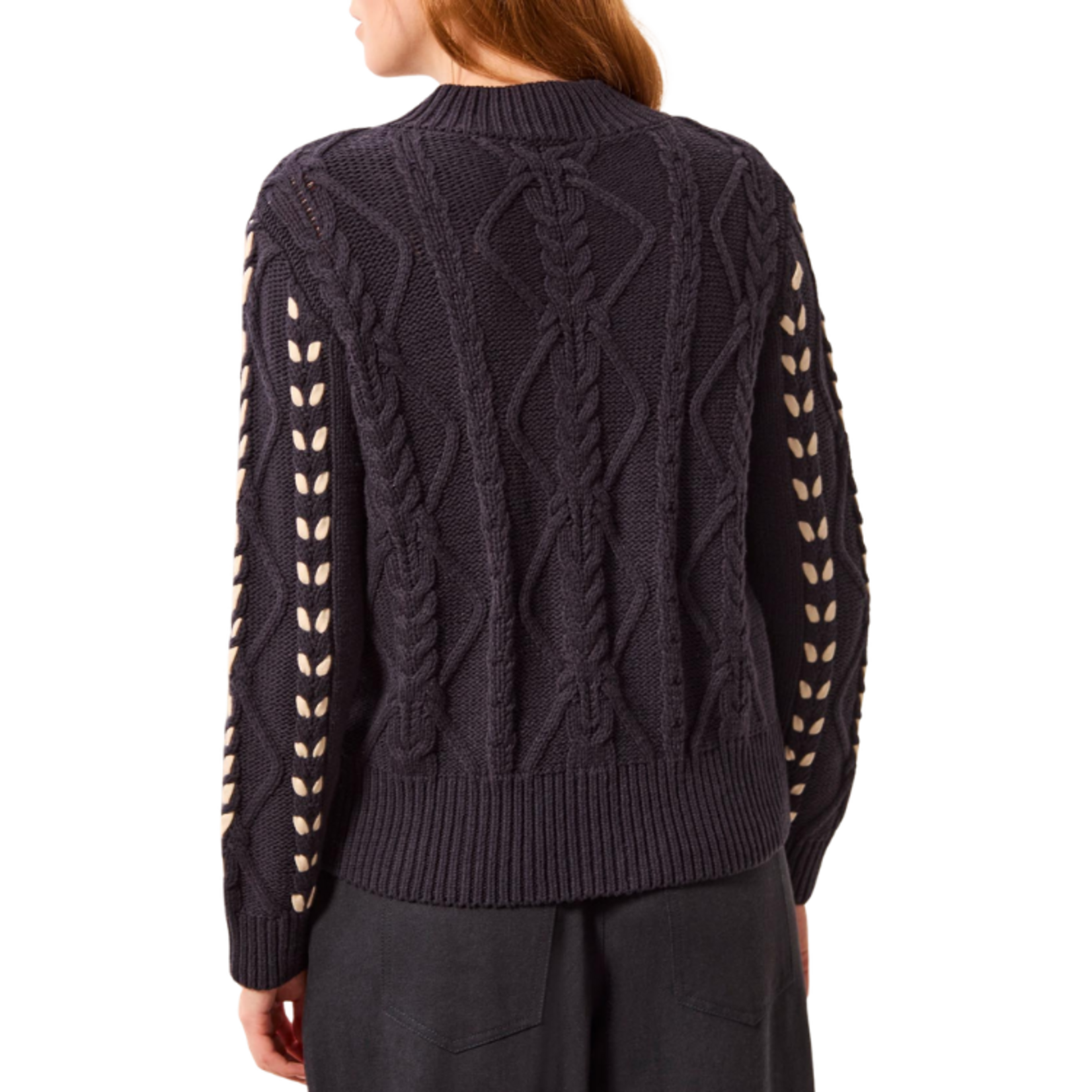 Tribal Tribal - Long Sleeve Mock Neck Sweater w/ Cables