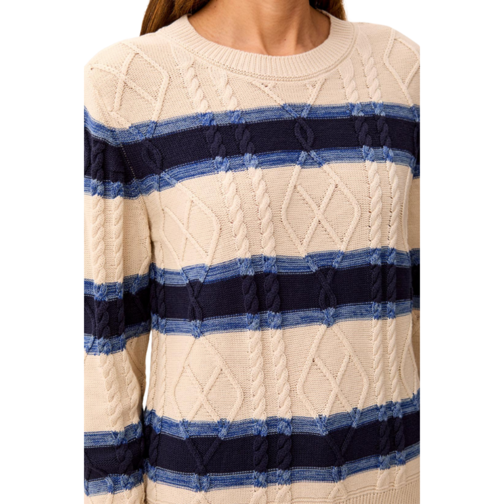 Tribal Tribal - Long-Sleeved Crew Neck Sweater w/ Embroidery