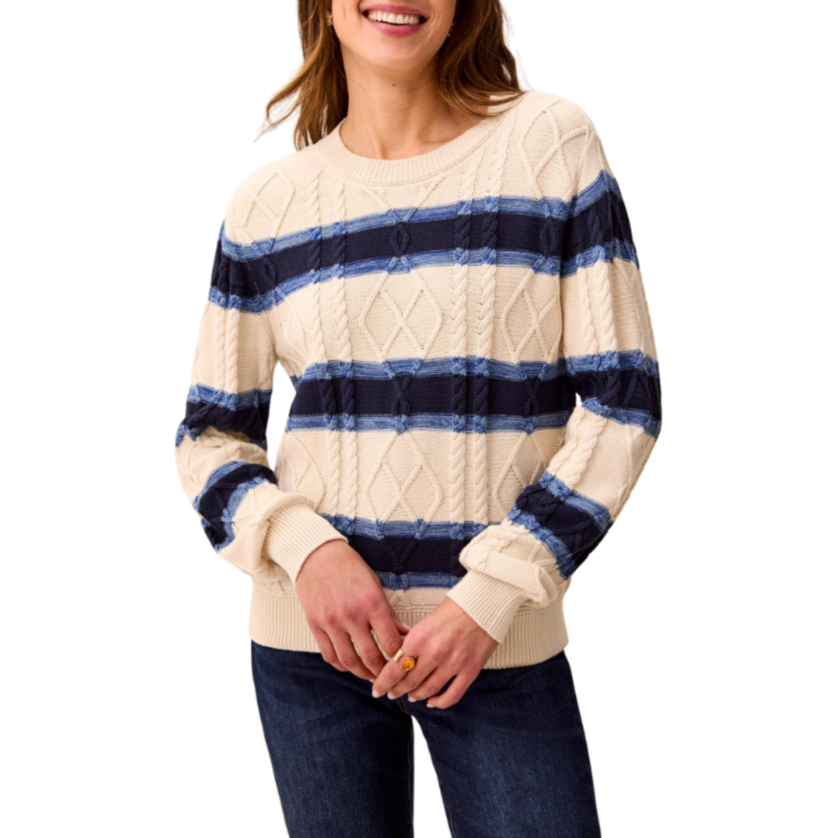 Tribal Tribal - Long-Sleeved Crew Neck Sweater w/ Embroidery