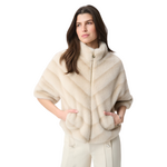 Joseph Ribkoff Chevron Print Faux Fur Jacket