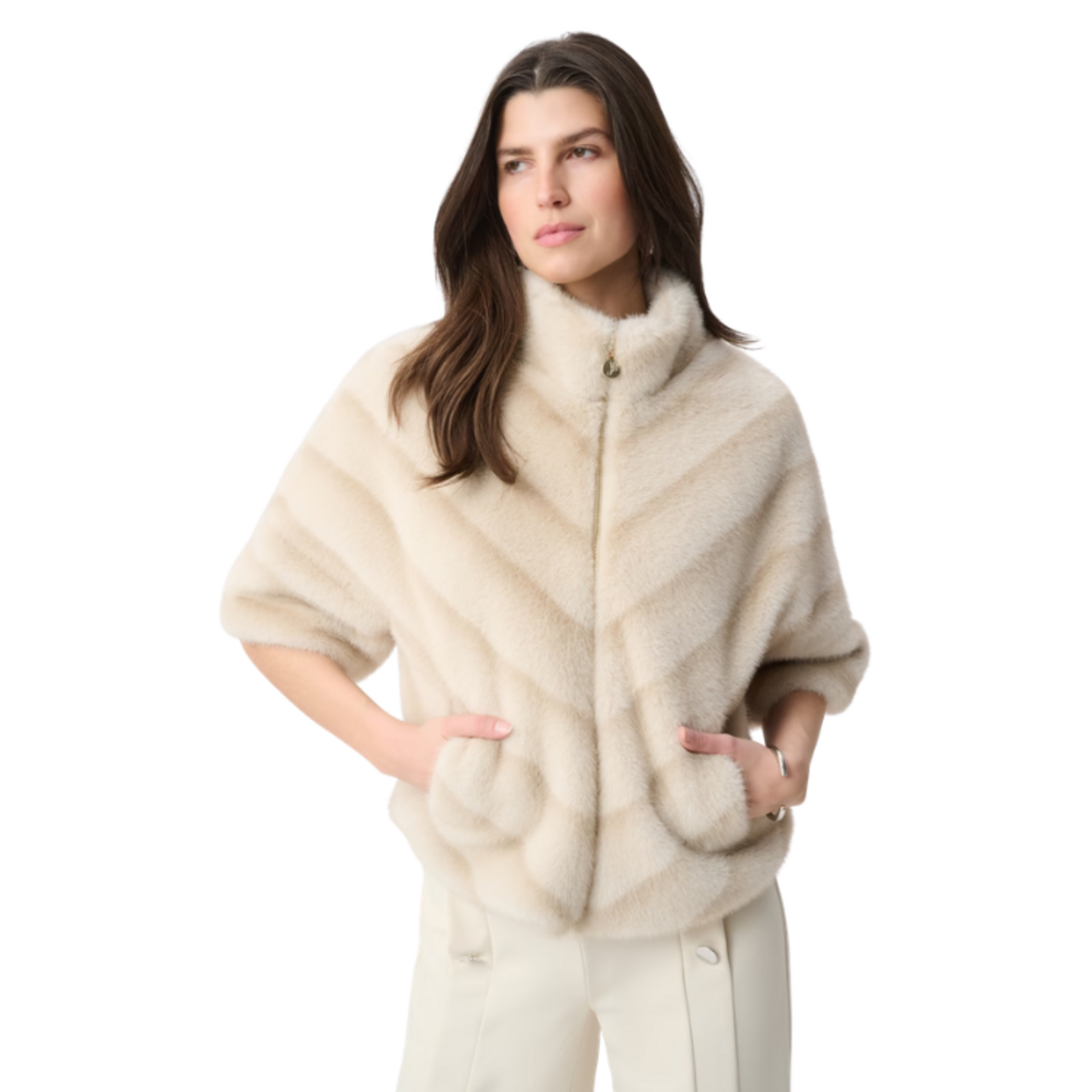 Joseph Ribkoff Joseph Ribkoff - Chevron Print Faux Fur Jacket