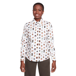 Renuar Dog Print Button-Up Woven Blouse