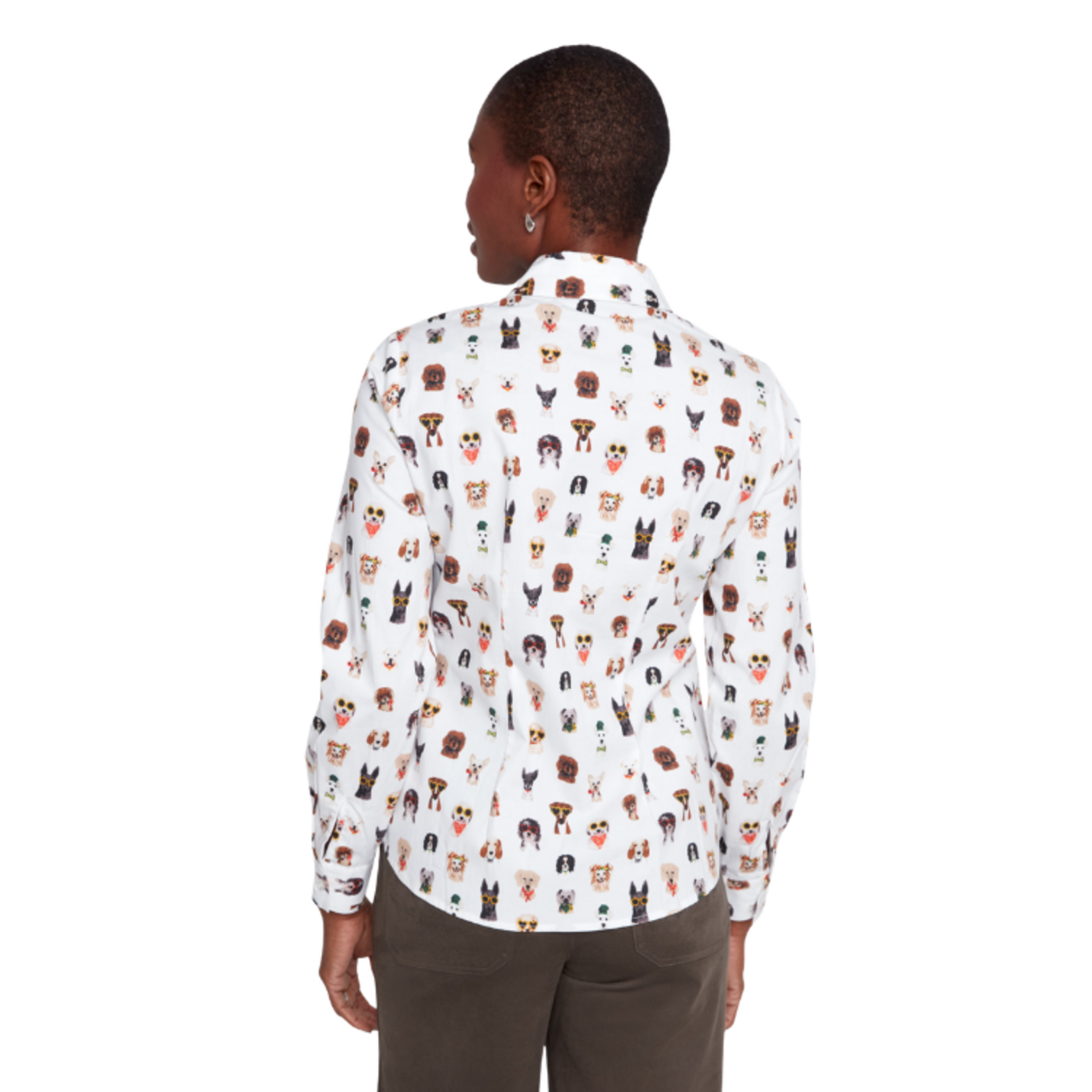 Renuar Renuar - Dog Print Button-Up Woven Blouse