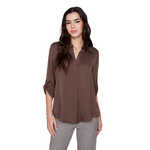 Renuar Roll-Tab Sleeve Woven Blouse