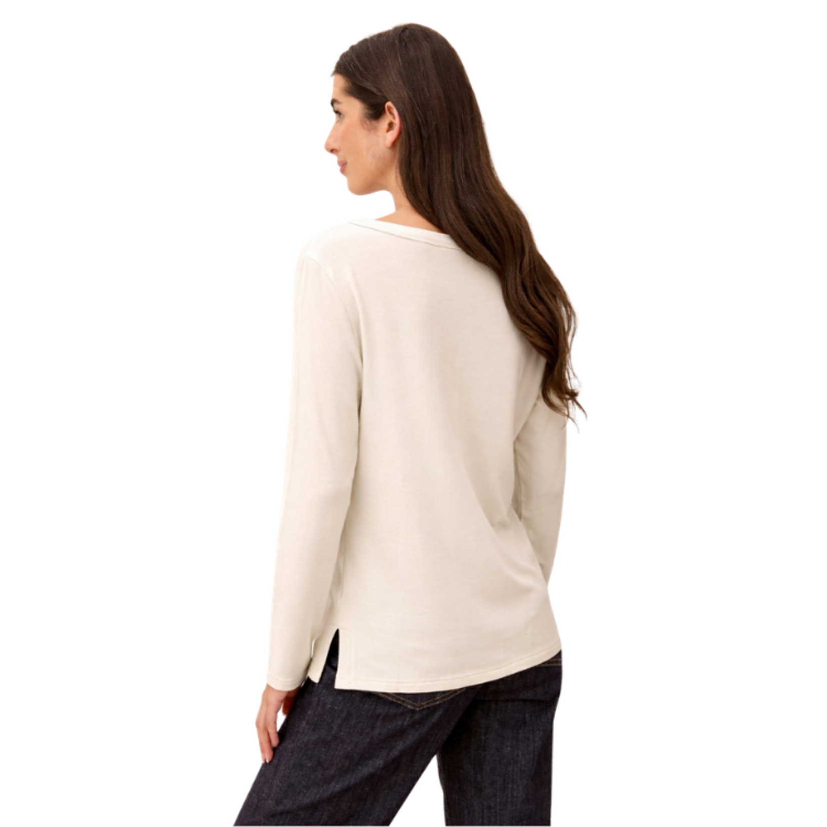 Tribal Tribal - Soft French Terry Scoop Neck Long Sleeve Top