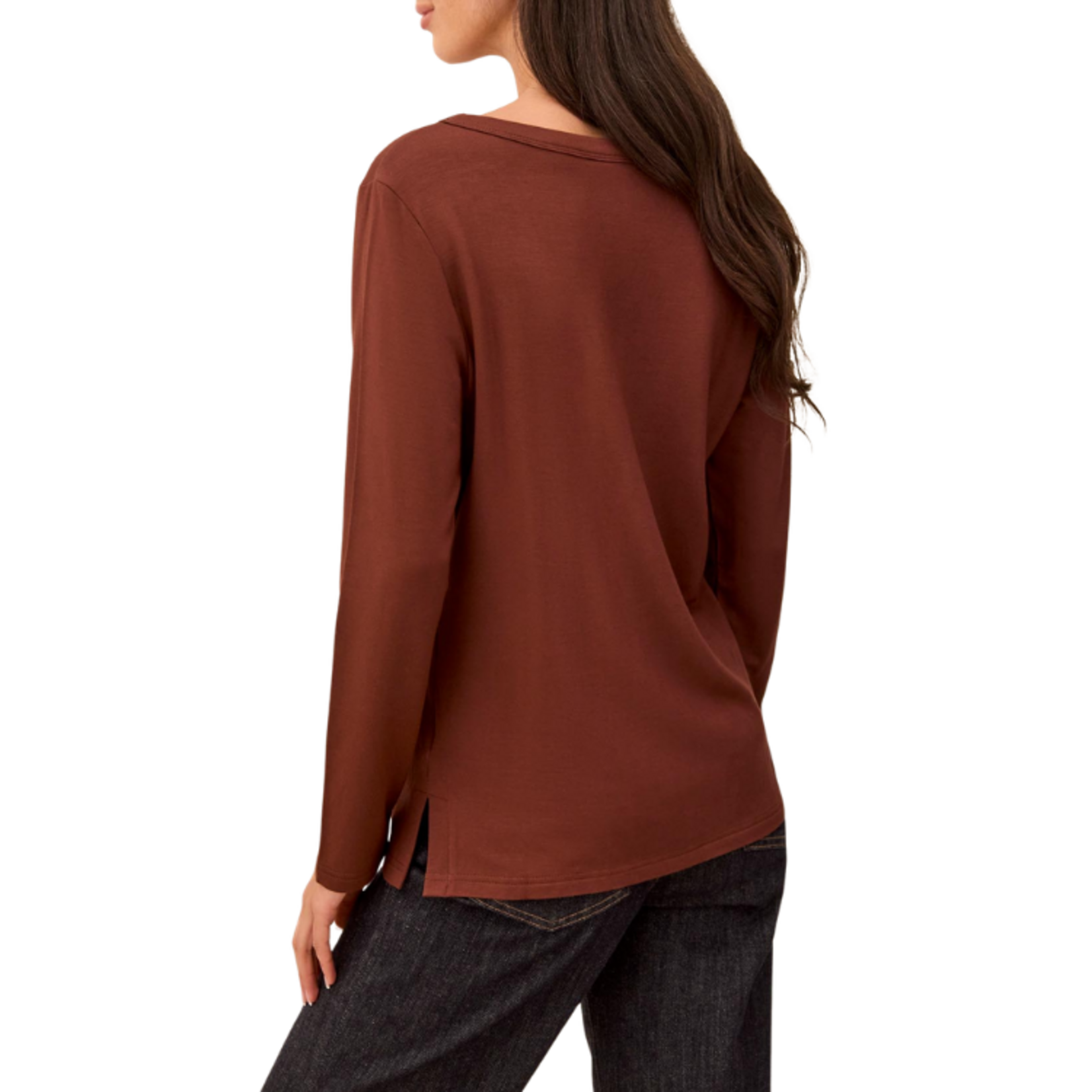 Tribal Tribal - Soft French Terry Scoop Neck Long Sleeve Top