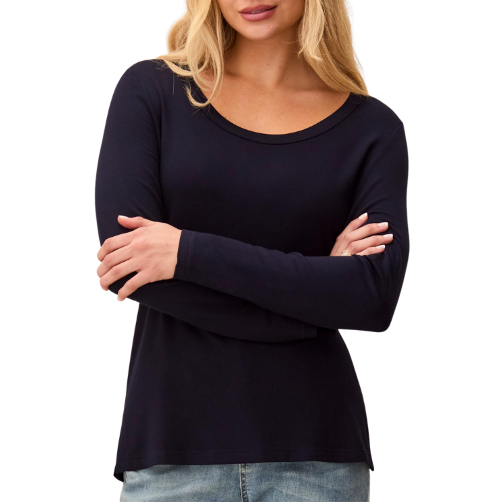 Tribal Tribal - Soft French Terry Scoop Neck Long Sleeve Top