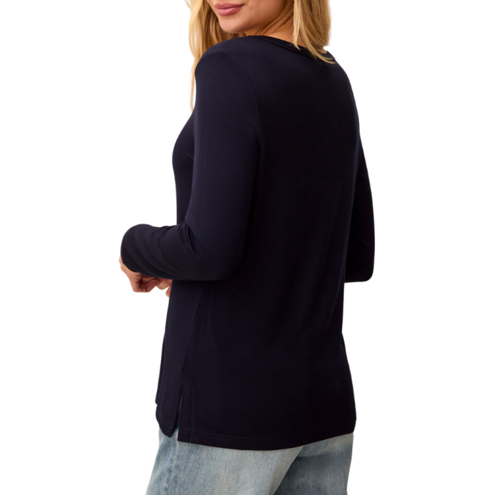 Tribal Tribal - Soft French Terry Scoop Neck Long Sleeve Top