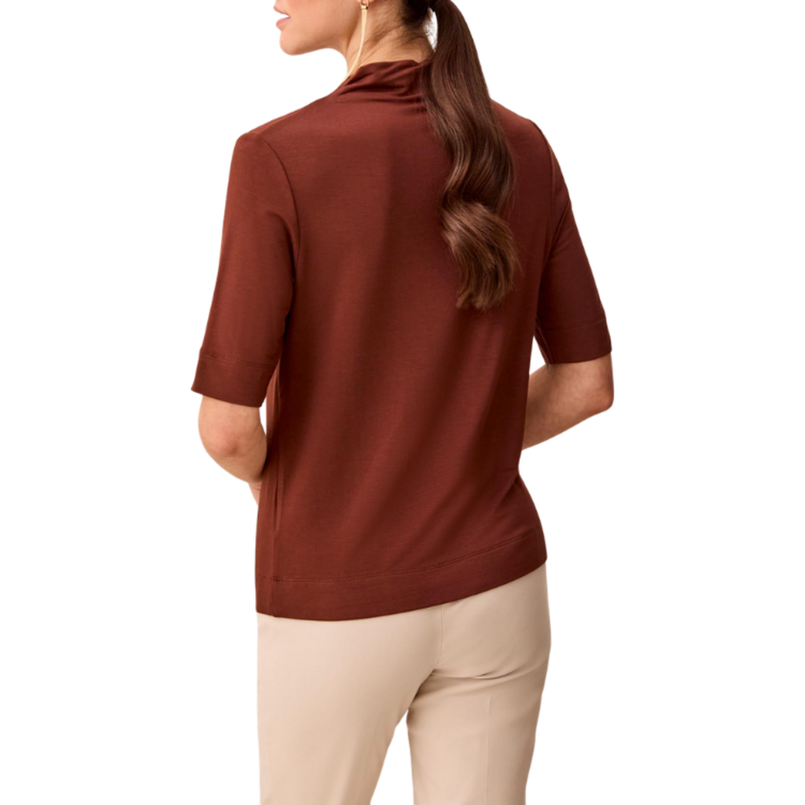 Tribal Tribal - Funnel Neck Elbow Sleeve Knit Top