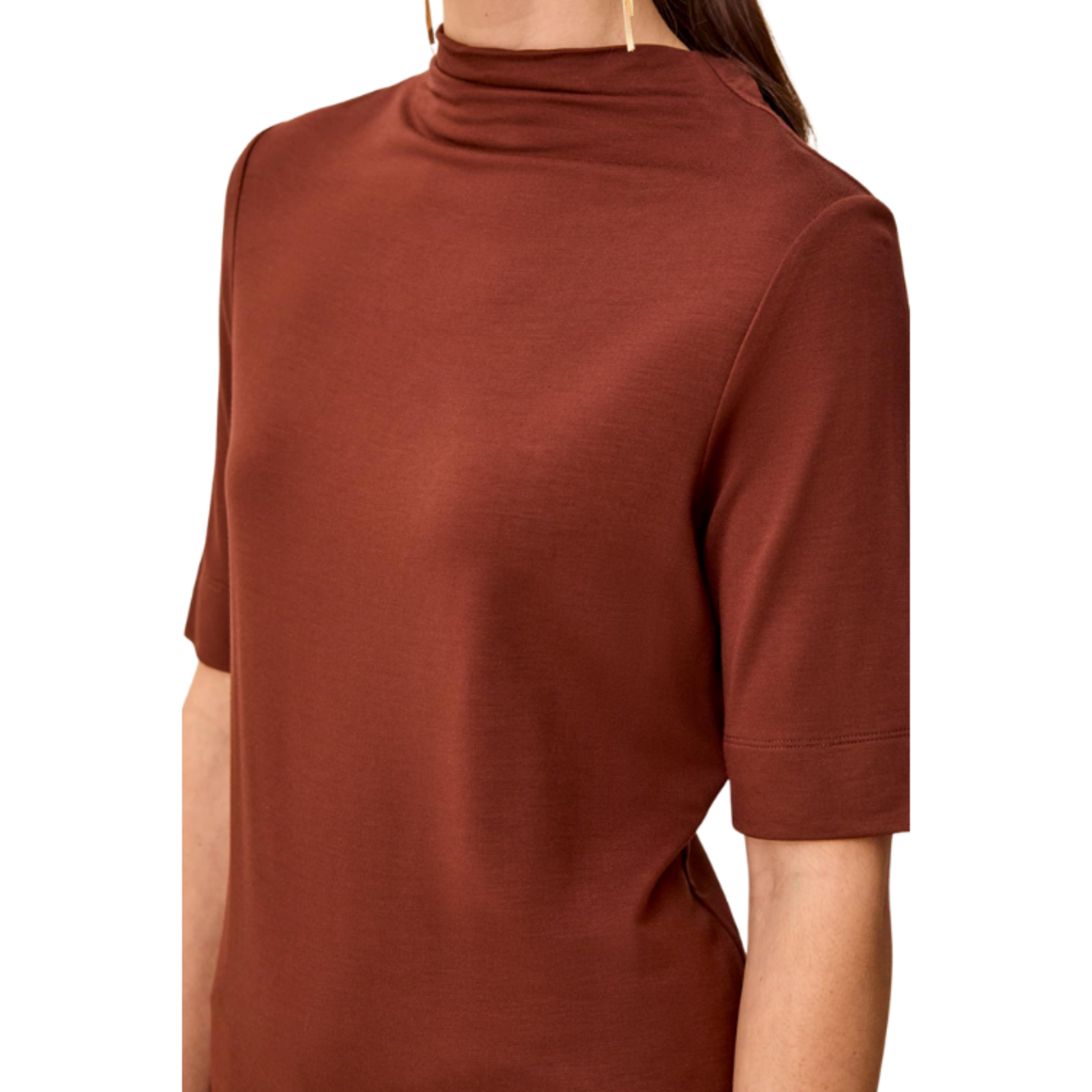 Tribal Tribal - Funnel Neck Elbow Sleeve Knit Top