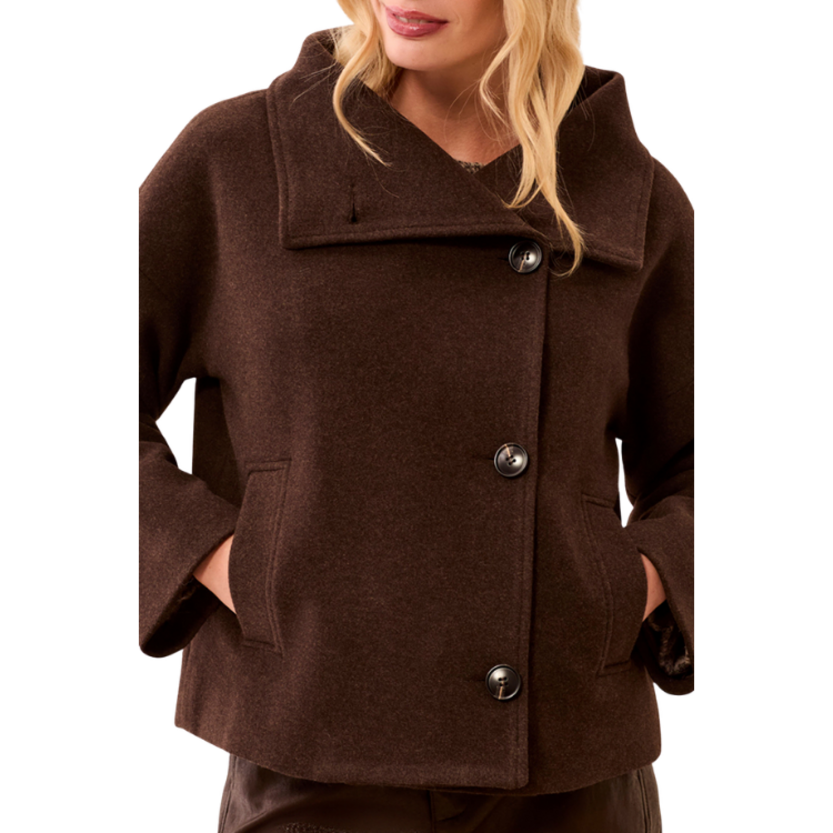 Tribal Tribal - Lofty Chic Funnel Neck Jacket