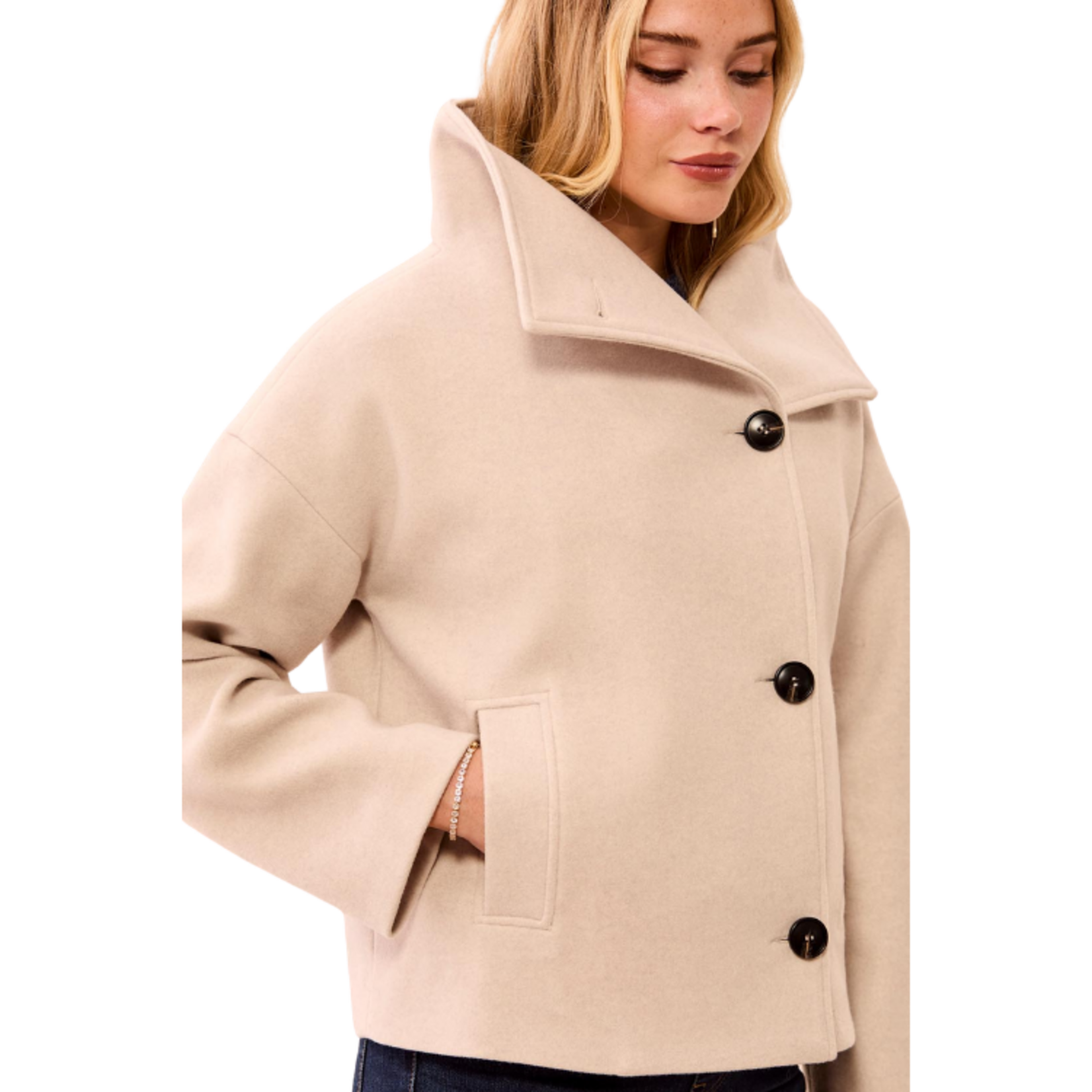 Tribal Tribal - Lofty Chic Funnel Neck Jacket