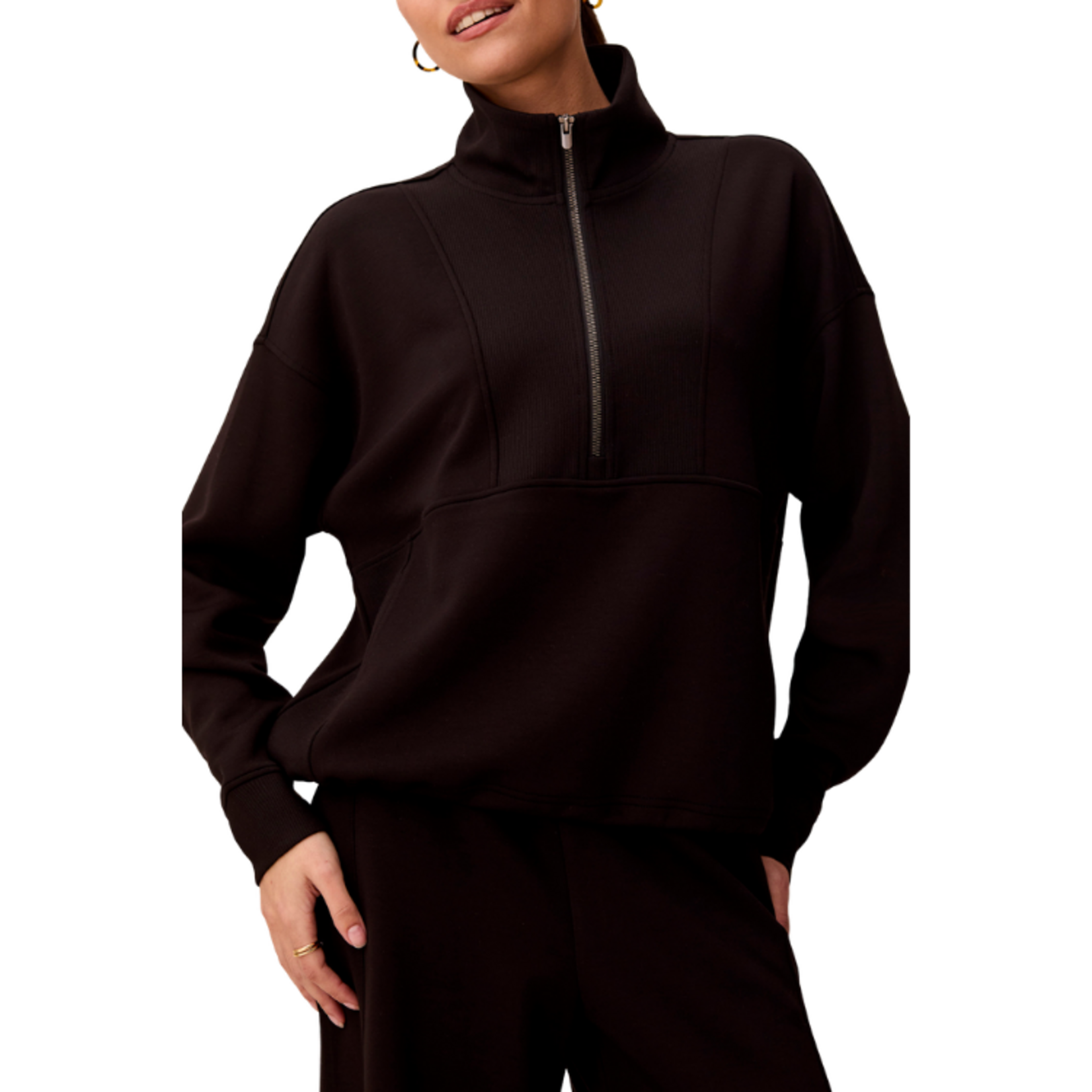 Tribal Tribal - Long-Sleeve Mock Neck Top w/ Zipper